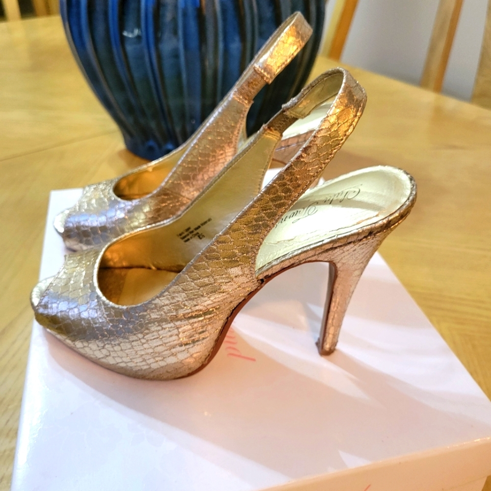 Gold Slingback Heels